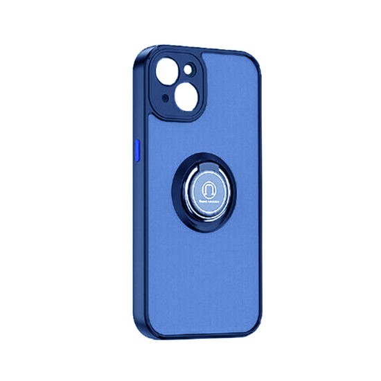 Case with Support Ring For Apple iPhone 14 Smoked Blue